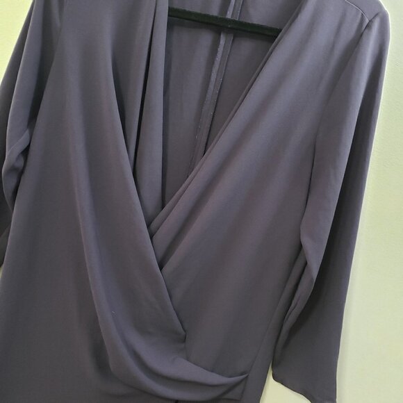 Wilfred Aritzia * Faux Wrap Dress Blue Low Cut 6 - Picture 7 of 9